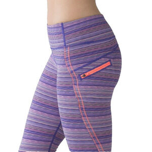 Lululemon Run 10 top speed crop leggings womens space dye stripe Pockets